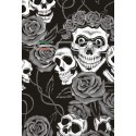 Tubolare scaldacollo custom ROSES & SKULLS GRIGIO