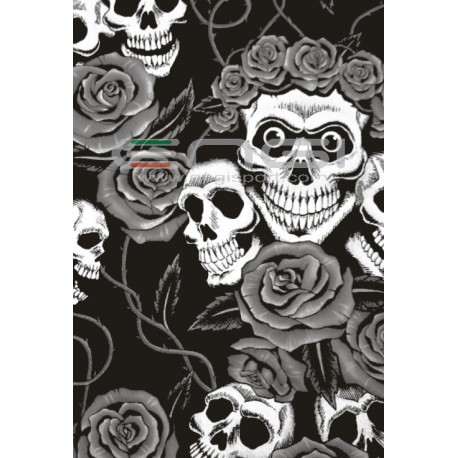 Tubolare scaldacollo custom ROSES & SKULLS GRIGIO